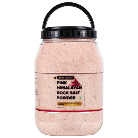 Urban Platter Pink Himalayan Rock Salt Powder, 3kg (Unrefined | Additive Free | 100% Pink Rock | Sendha | PET Jar)