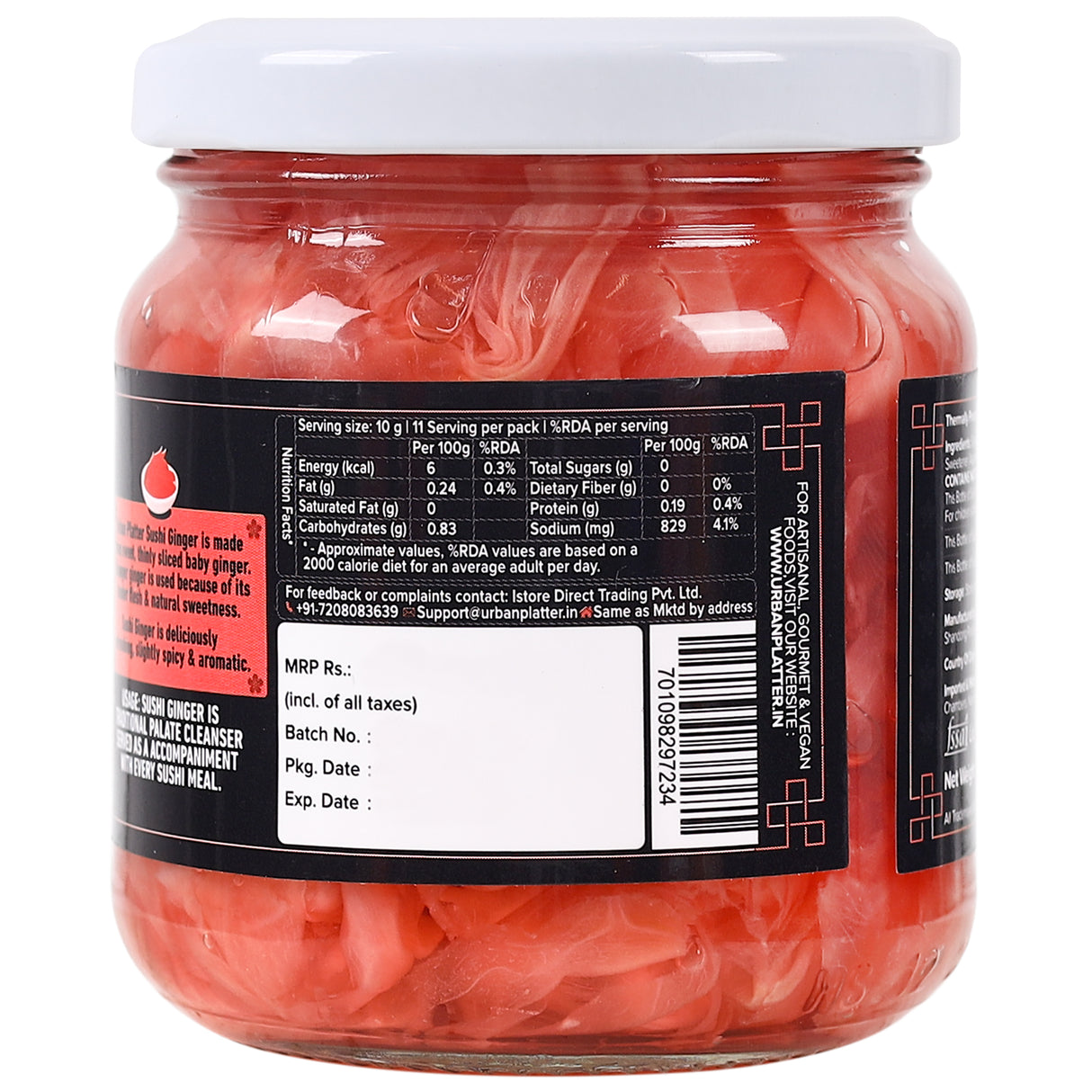 Urban Platter Pink Sushi Ginger, 190g, Drained Weight 110g [Gari, Japanese style pickled ginger, Sushi Ingredient, Thinly Sliced, Perfectly Aromatic] - product image 3