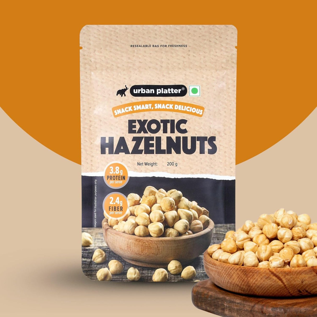 Urban Platter Exotic Hazelnut Kernels, 200g (Protein & Fibre-Rich | Nutrient-Dense | Perfect for Snacking & Desserts)