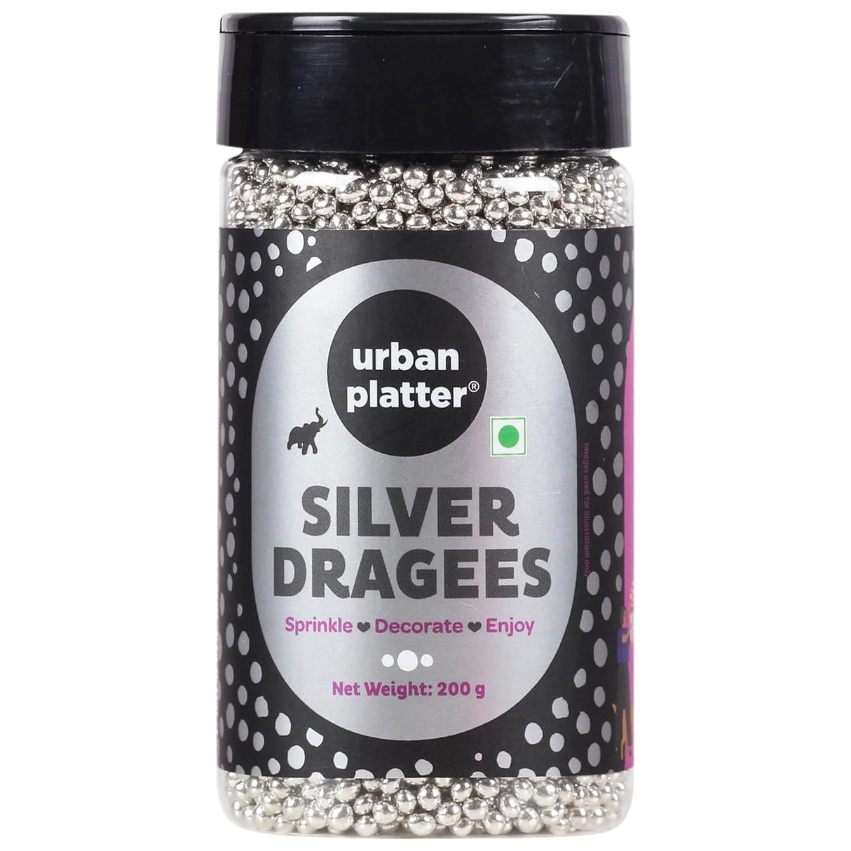 Urban Platter Silver Dragees, 200g (Dairy-Free Tiny Decorative Silver Sprinkle Balls for Cupcakes, Cakes, Brownies, Doughnuts, Cookies and Ice Creams)