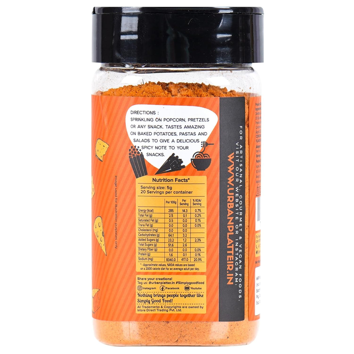 Urban Platter Perfectly Plant-Based Peri-Peri Cheeze Seasoning, 100g (Perfect for Popcorn, Fries and Pasta | Spicy, Tangy and Cheesy)
