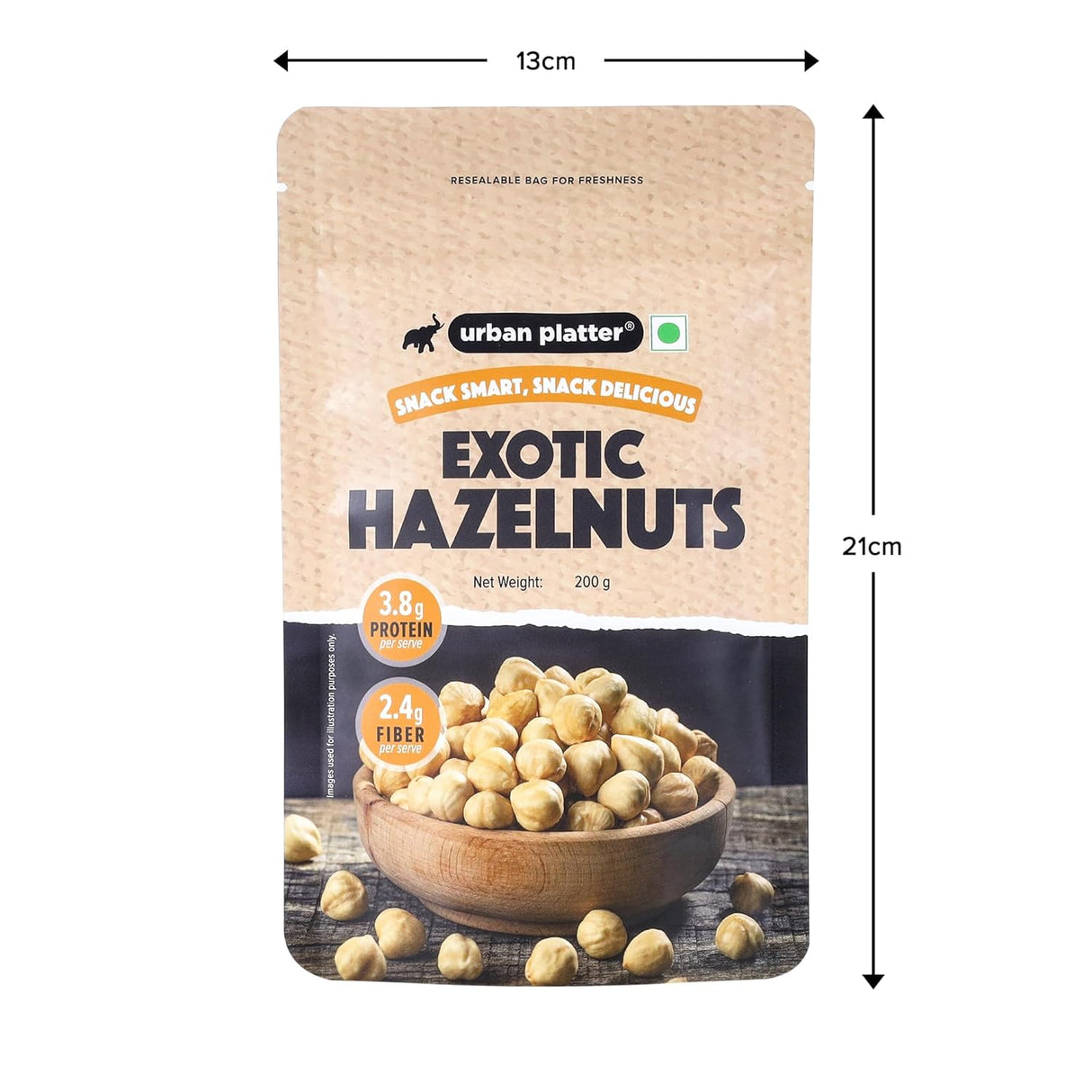 Urban Platter Exotic Hazelnut Kernels, 200g (Protein & Fibre-Rich | Nutrient-Dense | Perfect for Snacking & Desserts)