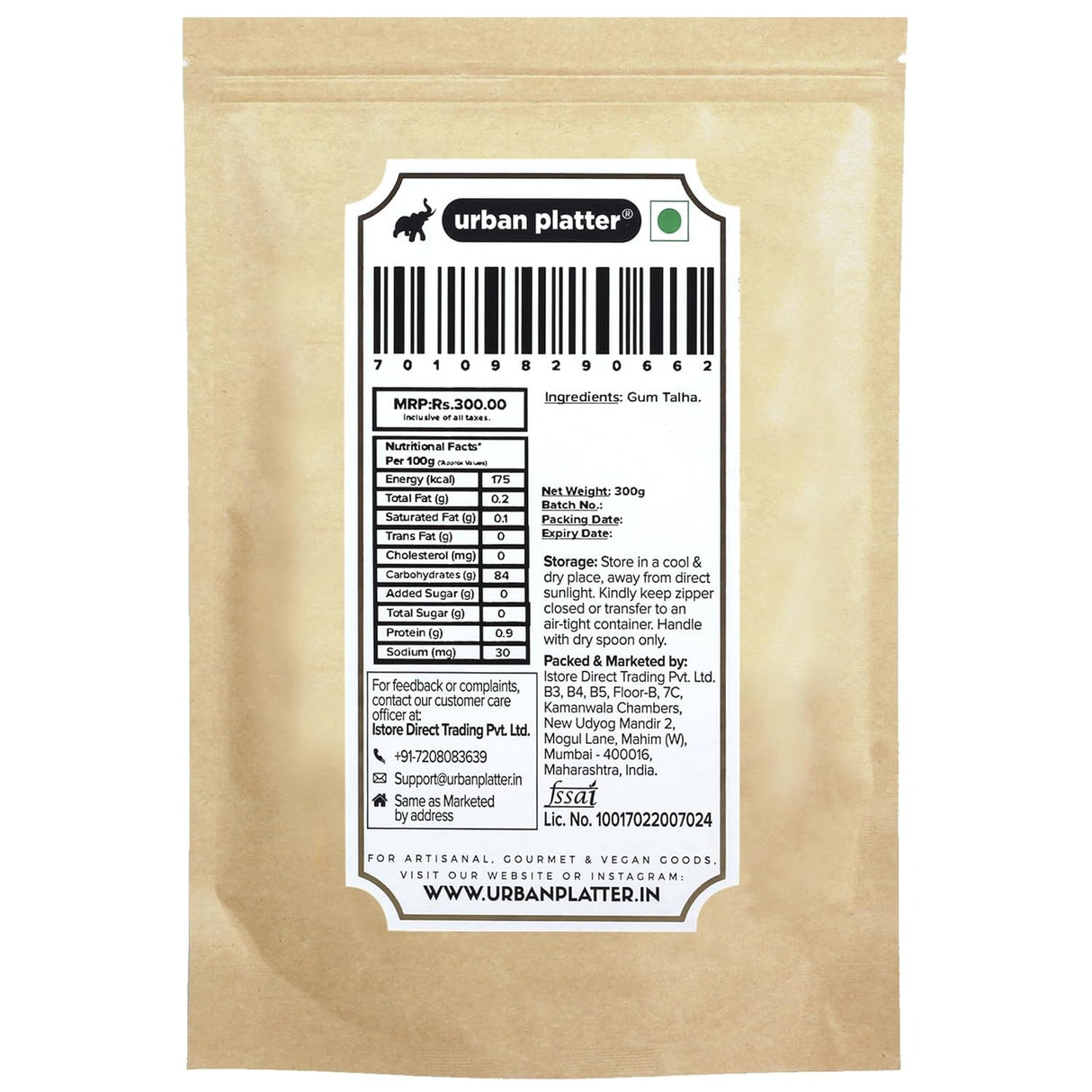 Urban Platter Gum Talha (Dink/Gound), 300g [Rich in Fiber, Mineral & Enzymes]