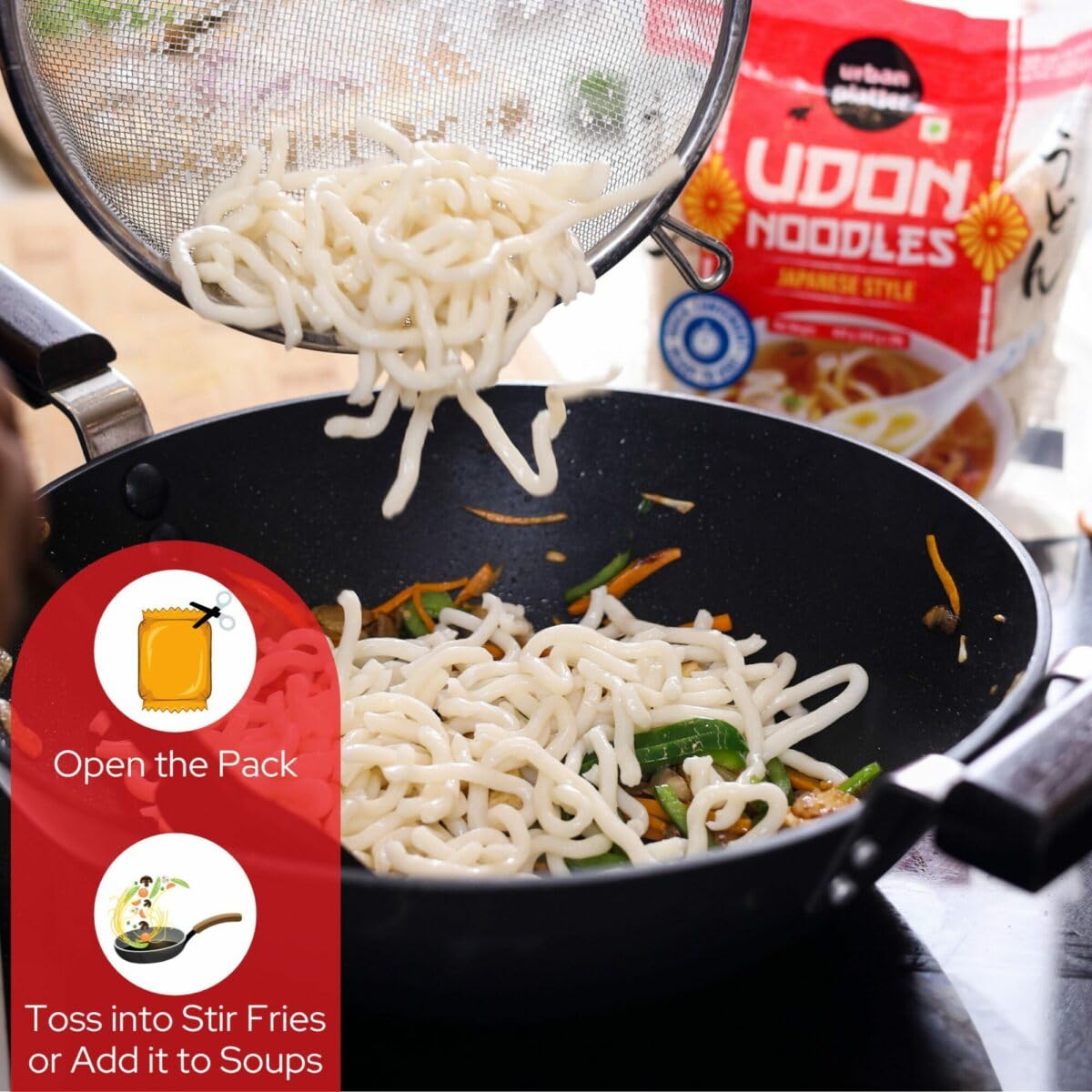 Urban Platter Thick Udon Noodles, (2N x 200g | Ready to Use | Use in Ramen and Stir Fries) (400g (Pack of 3))