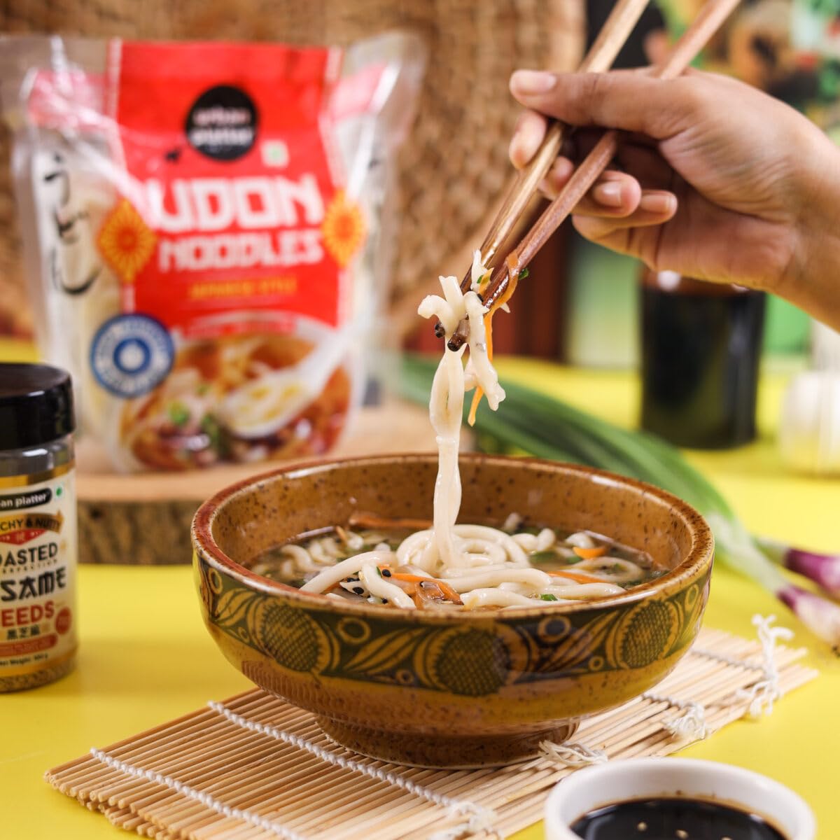 Urban Platter Thick Udon Noodles, (2N x 200g | Ready to Use | Use in Ramen and Stir Fries) (400g (Pack of 3))