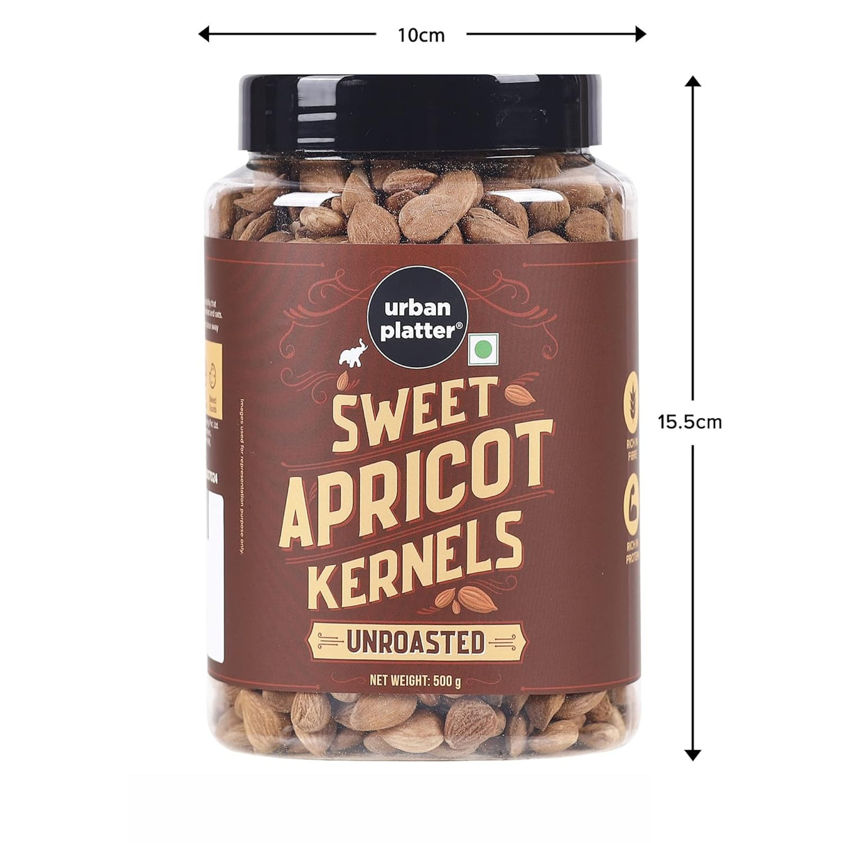 Urban Platter Sweet Apricot Kernels, 500g (Rich in Protein & Fiber, Add to Fruit Salads, Oatmeal, Trail Mixes, Desserts, Baked Goods, Crunchy & Delicious)