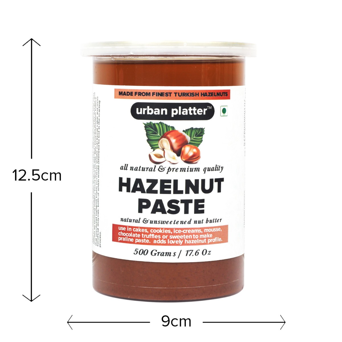 Urban Platter Unblanched Hazelnut Butter, Unsweetened, 500g