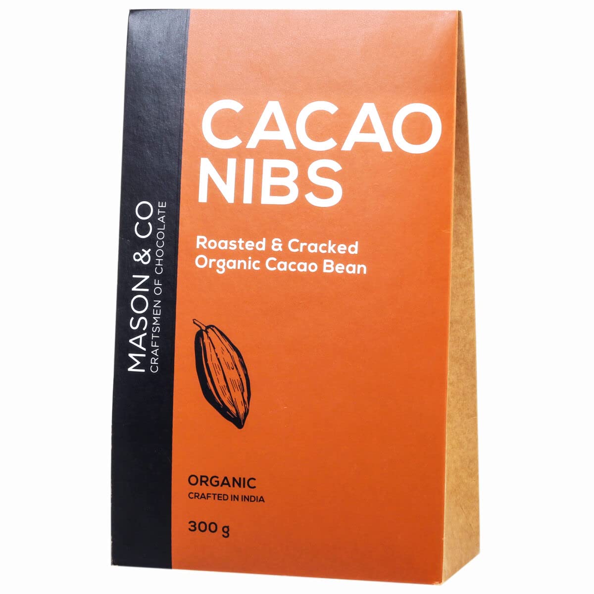 Mason & Co. Roasted & Cracked Organic Cocoa Beans / Nibs / Granulas, 300g [Organic, Gluten Free, Soy Free, Plant-based]