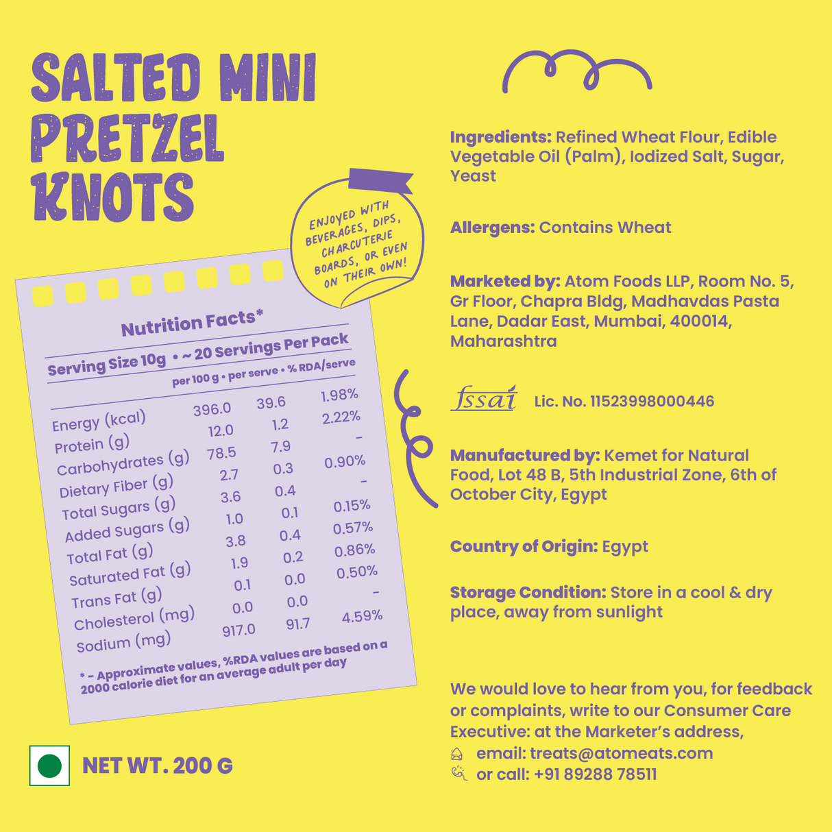 Salted Pretzel Mini Knots Party Pack,200g (Baked Crunchy Snack, Classic Salted Pretzel,| On-the-Go Snack)