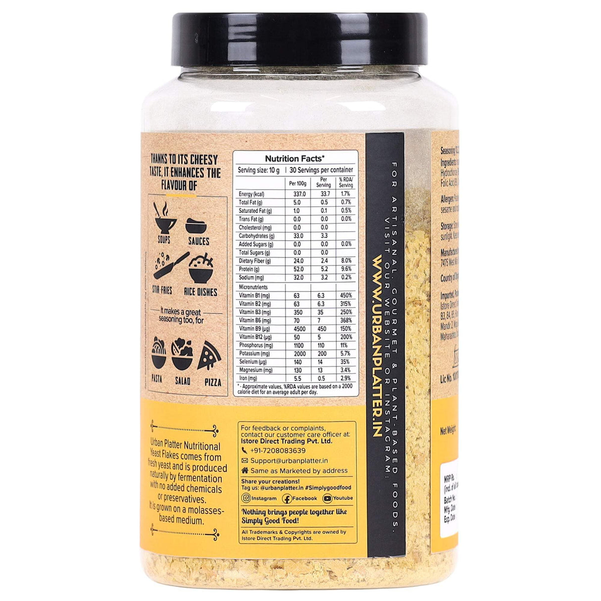 Urban Platter Nutritional Yeast Flakes, 300g (Rich in Vitamin B12, Gluten-Free, Perfectly Plant-Based Nutty and Cheesy Nooch, Savoury Seasoning)