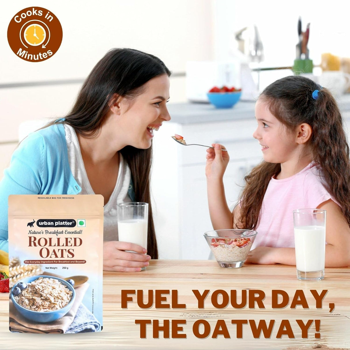Urban Platter Rolled Oats, 250g (Whole Grain Oats | Breakfast Cereal I Old-Fashioned Oats)