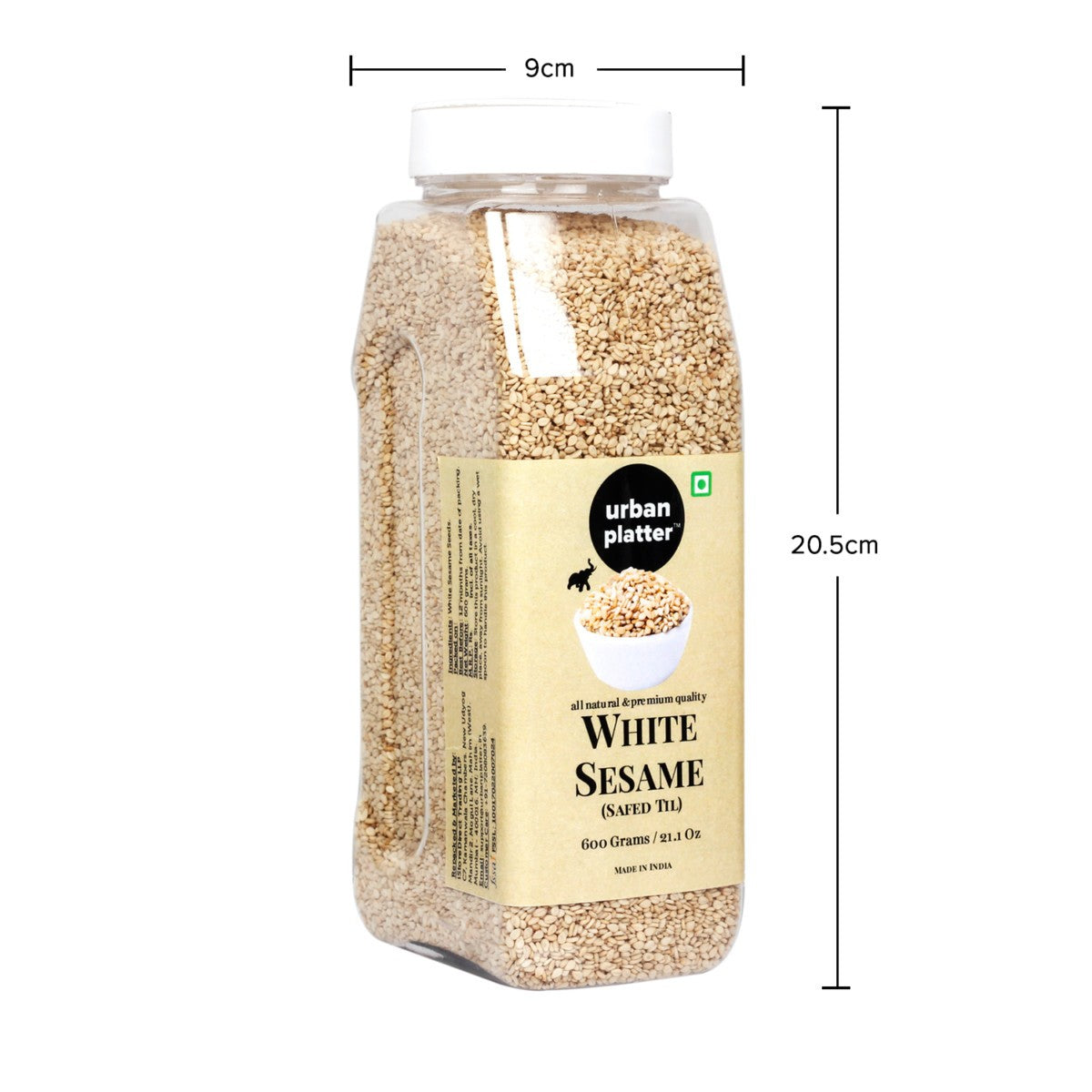 Urban Platter White Sesame (Safed Til) Seeds Shaker Jar, 600g