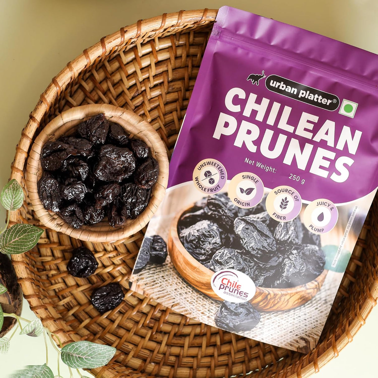 Urban Platter Chilean Prunes, 250g (Whole Dried Pitted Prunes | Dried Plums | Unsweetened)