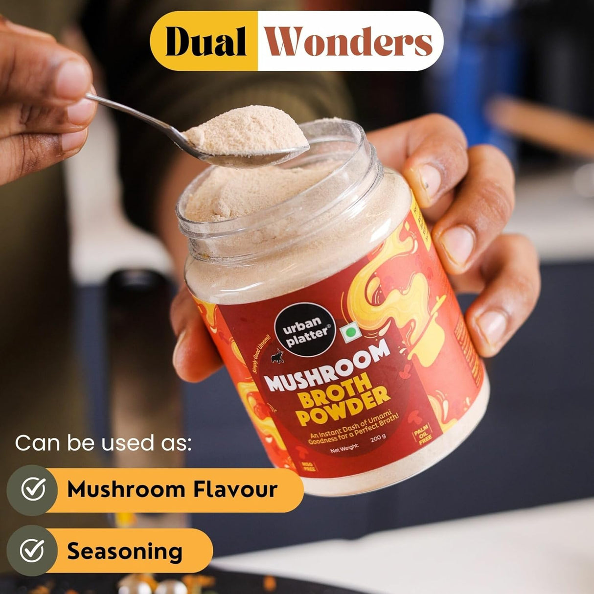 Urban Platter Mushroom Broth Powder, 200g (Instant Broth Powder| Stews and Soups | Umami | Plant Based Bouillon)