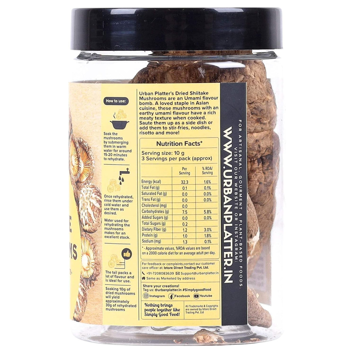 Urban Platter Dried Shiitake Mushrooms, 100g (Umami-Rich | Perfect for Asian Soups, Stir-Fries & Sushi | Rehydrates Quickly)
