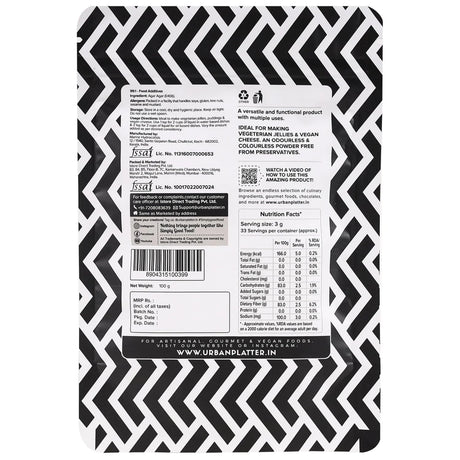 Urban Platter Agar Agar Powder, 100g (Superior Gelling Strength | Plant-Based Gelatin Alternative | Jellies, Desserts, Molecular Gastronomy)