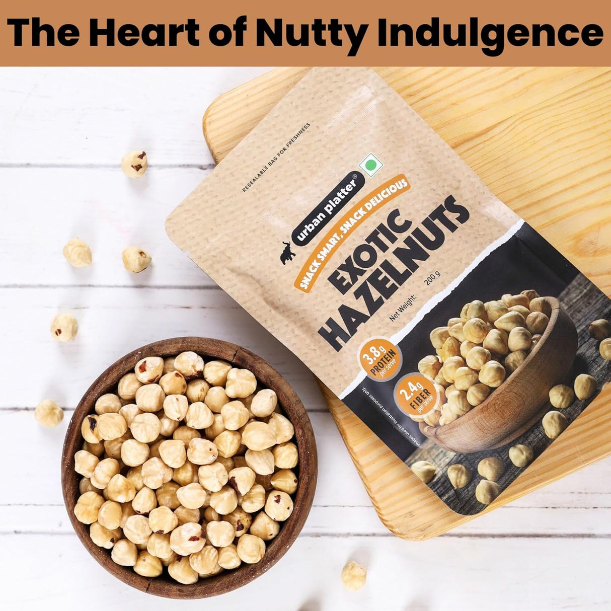 Urban Platter Exotic Hazelnut Kernels, 200g (Protein & Fibre-Rich | Nutrient-Dense | Perfect for Snacking & Desserts)