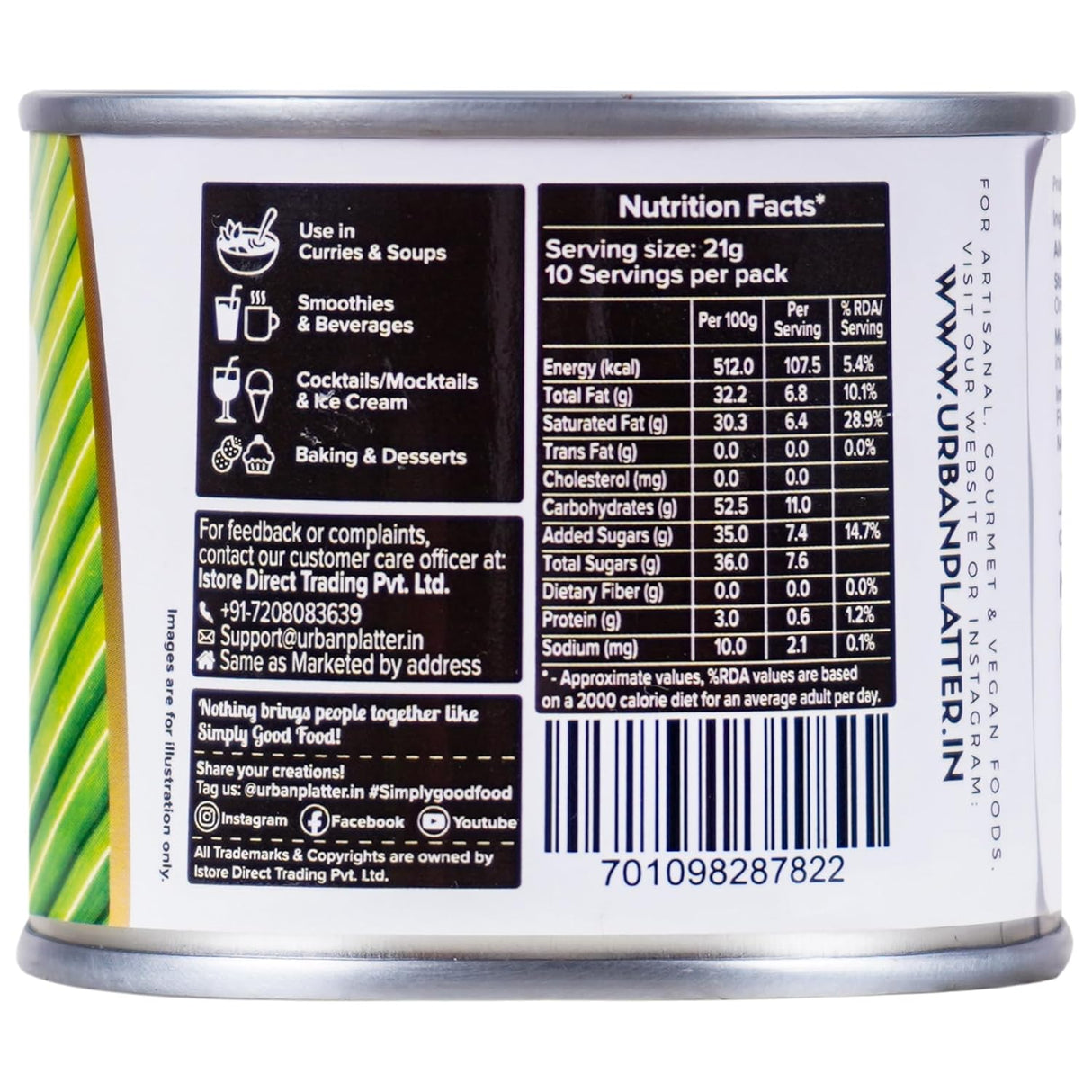 Urban Platter Condensed Coconut Milk, Sweetened, 210g (Perfect for Mithai, Fudge, & Baking, Additive-Free)