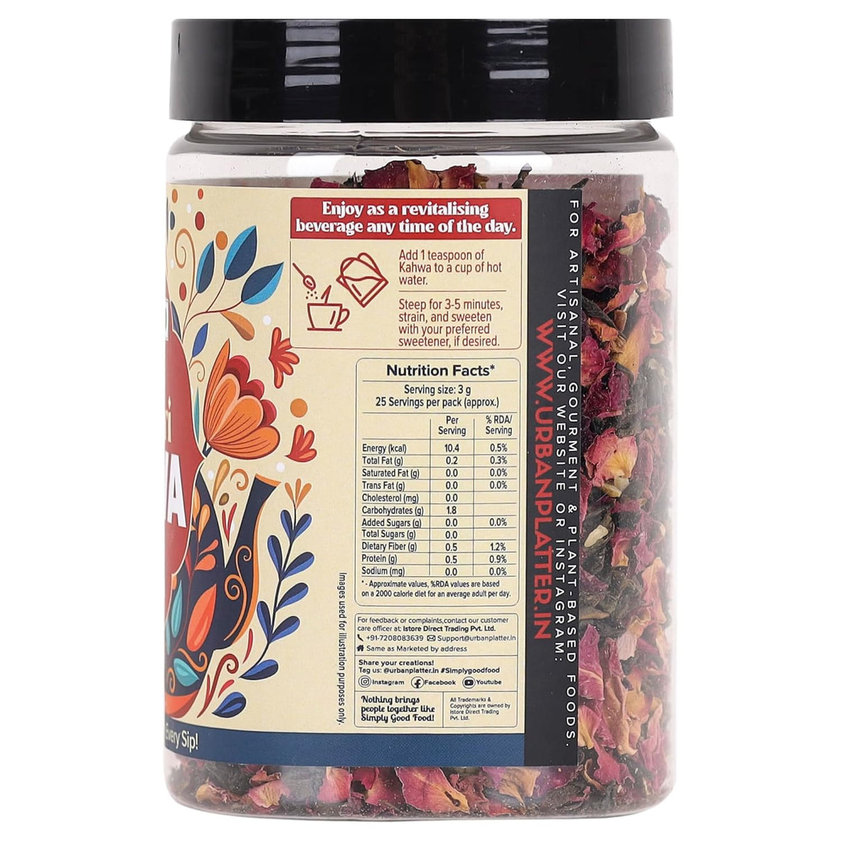 Urban Platter Royal Kashmiri Kahwa Tea, 75g [Saffron Infused Herbal Green Tea Blend with Spices | Aromatic, Refreshing & Perfect for Wellness]