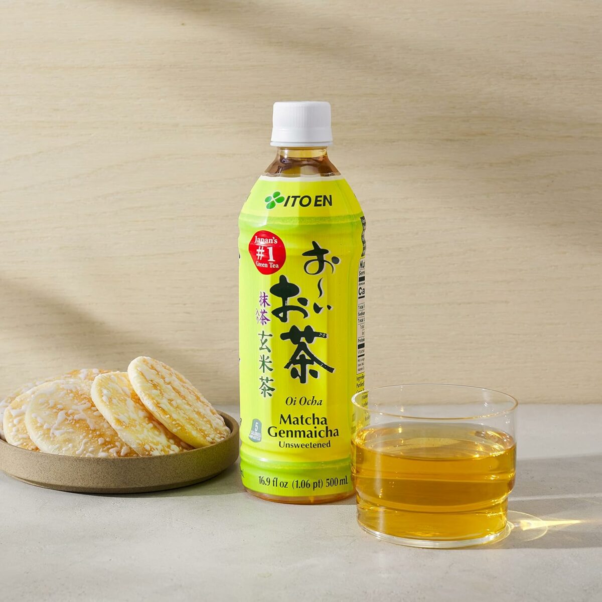 Oi Ocha Premium Japanese Unsweetened Matcha Genmaicha Green Tea, 500ml (Plant based | Japans No.1 Green Tea | Blend of brewed green tea, matcha green tea powder and roasted rice)