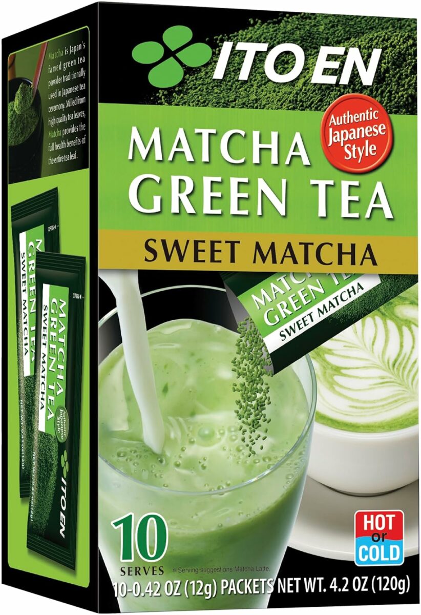 ITO EN Premium Japanese Sweet Matcha Green Tea, 120g (10 Serve Sachets | Sweetened Green Tea Powder | Japan's No.1 Green Tea Brand | Serve Hot or Cold)