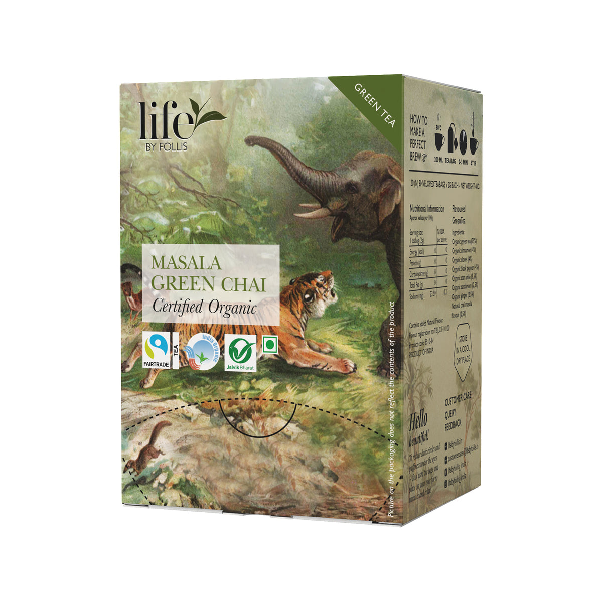 Masala Green Chai, Organic, 20 Tea Bags, 40g