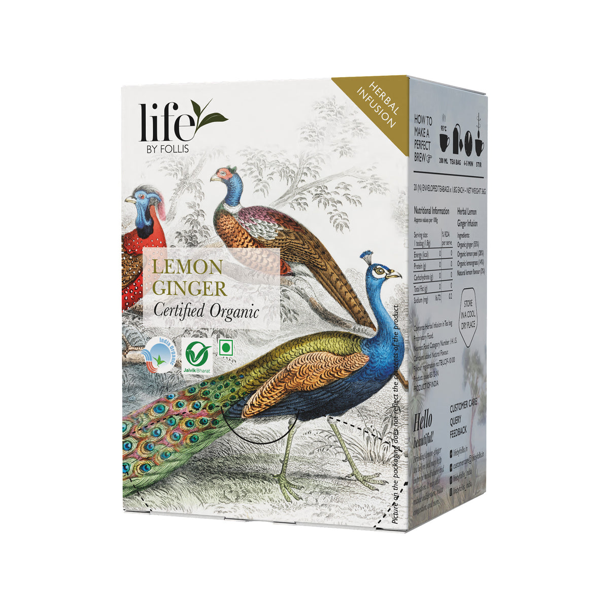 Lemon Ginger Herbal Tea, 36g (Organic, 20 Tea Bags)