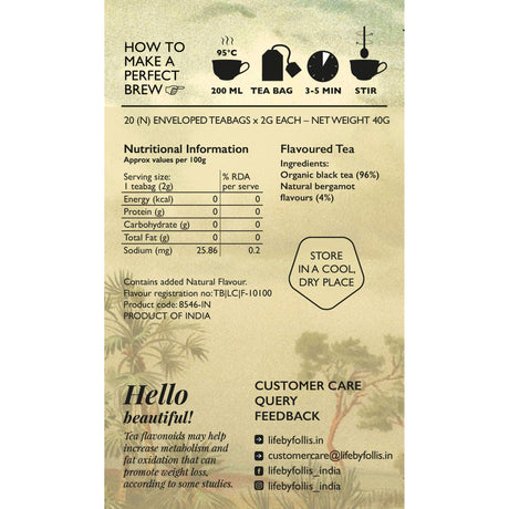 Earl Grey Black Tea (Organic, 20 Tea Bags, 40g)