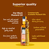 Two Brothers Organic Farms Mustard Oil/Sarso Ka Tel, 1L (Made using farm grown Mustard seeds, Cold-Pressed and Single-Filtered Oil for healthier Cooking, Kacchi Ghani, Natural and Unrefined)
