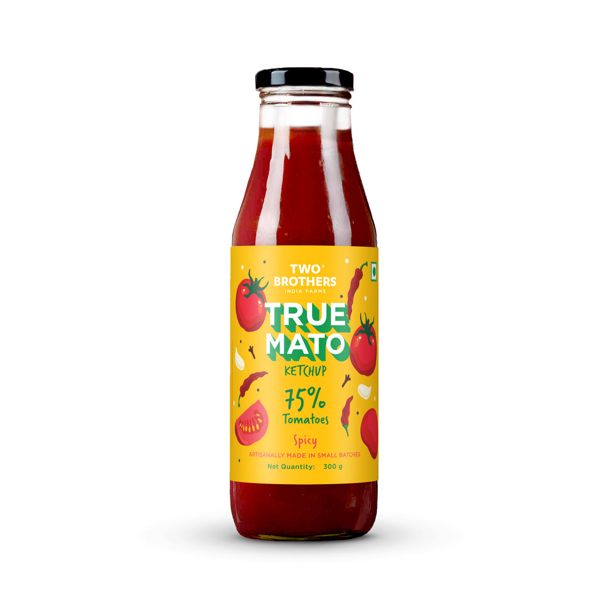Truemato Ketchup - Spicy Tomato Ketchup 300g (Naturally Made with 75% Fresh Tomatoes, No Refined Sugar)