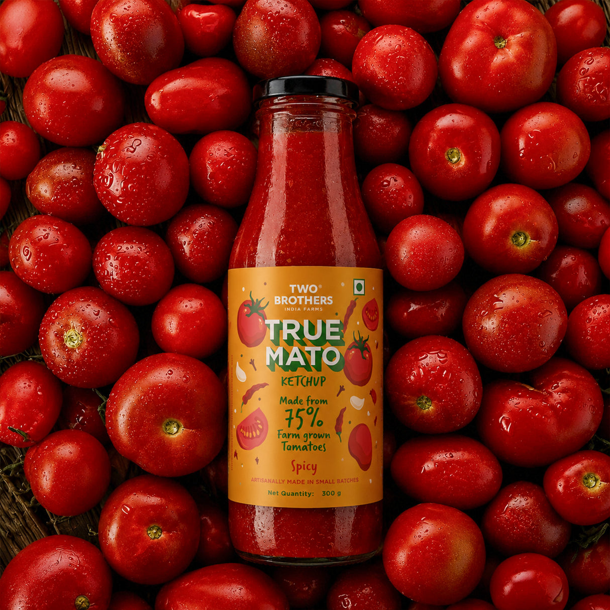 Truemato Ketchup - Spicy Tomato Ketchup 300g (Naturally Made with 75% Fresh Tomatoes, No Refined Sugar)