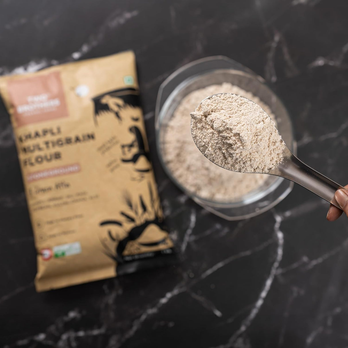 Two Brothers Organic Farms Khapli Multigrain Atta, 1kg (8 Super Grains Flour Mix, Diabetic Friendly, High Fibre & High Protein, Low GI Atta, Khapli, Jowar, Jau, Ragi, Soybean, Kulthi, Chana, Alsi)
