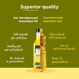 Two Brothers Organic Farms Groundnut Oil, 1L (Cold Pressed Kacchi Ghani, Unrefined, Single-Filtered, Natural Shengdana Oil for Cooking & Frying, Rich Nutty Aroma, Mungfali Tel)