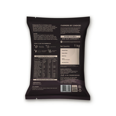Kalanamak Rice, 1kg (Low GI, Diabetic-Friendly Native Aromatic Rice, Rich in Iron & Zinc, Gut Nourishing, Perfect for Pulao, Biryani & Curries)