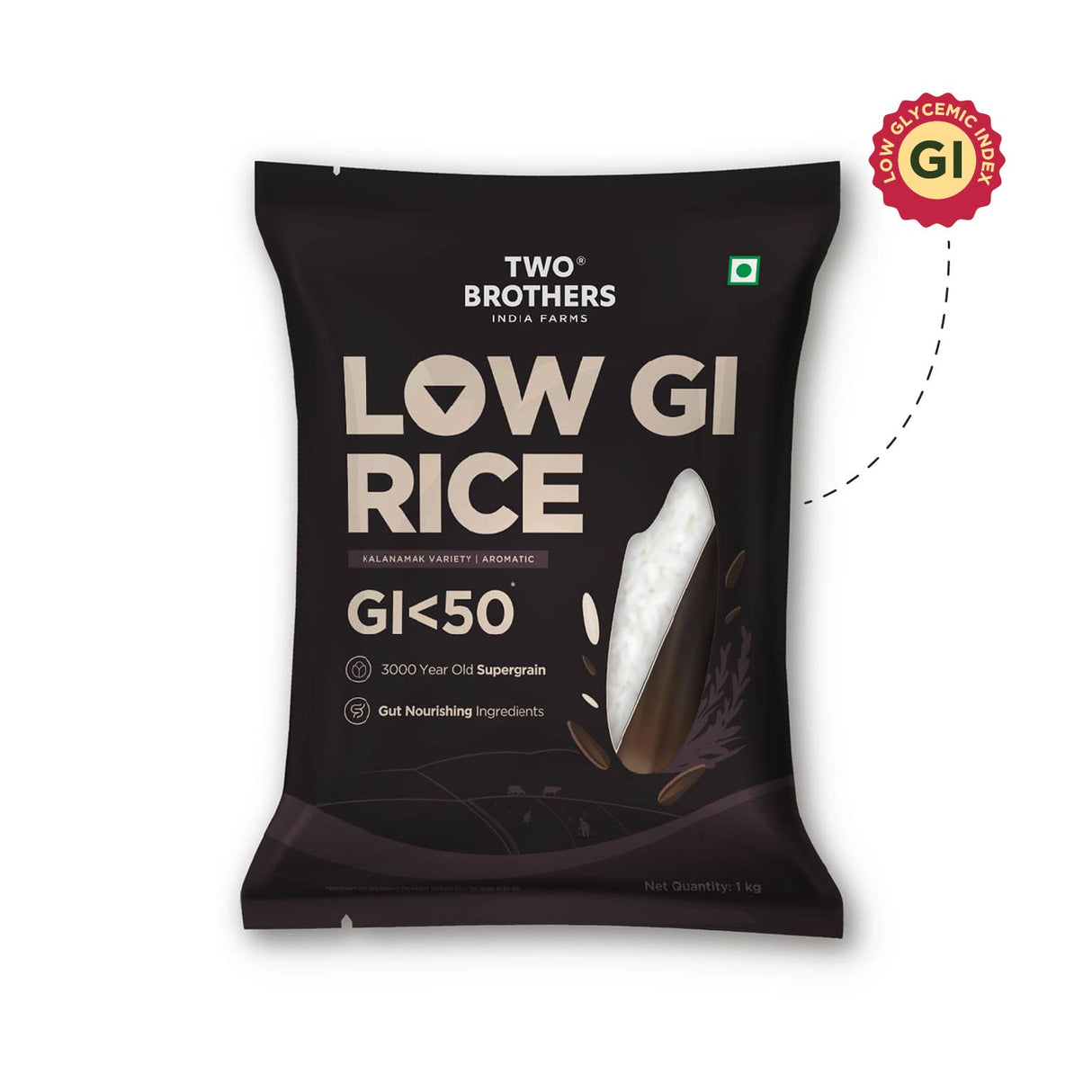 Kalanamak Rice, 1kg (Low GI, Diabetic-Friendly Native Aromatic Rice, Rich in Iron & Zinc, Gut Nourishing, Perfect for Pulao, Biryani & Curries)