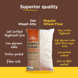 Two Brothers Organic Farms Khapli Wheat Flour,2kg (High Dietary Fiber for Easy Digestion, Stoneground Emmer Wheat Flour, Khapli Atta)