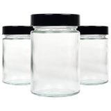 Urban Platter Artisan Mason Glass Jar with Metal Black Lid, 314ml [Pack of 3, Mason Jars, Screw Caps, Microwave-Safe]