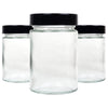 Artisan Mason Glass Jar with Metal Black Lid, 314ml (Pack of 3, Mason Jars, Screw Caps, Microwave-Safe)