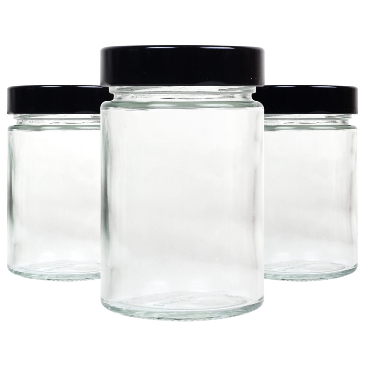 Urban Platter Artisan Mason Glass Jar with Metal Black Lid, 314ml [Pack of 3, Mason Jars, Screw Caps, Microwave-Safe]