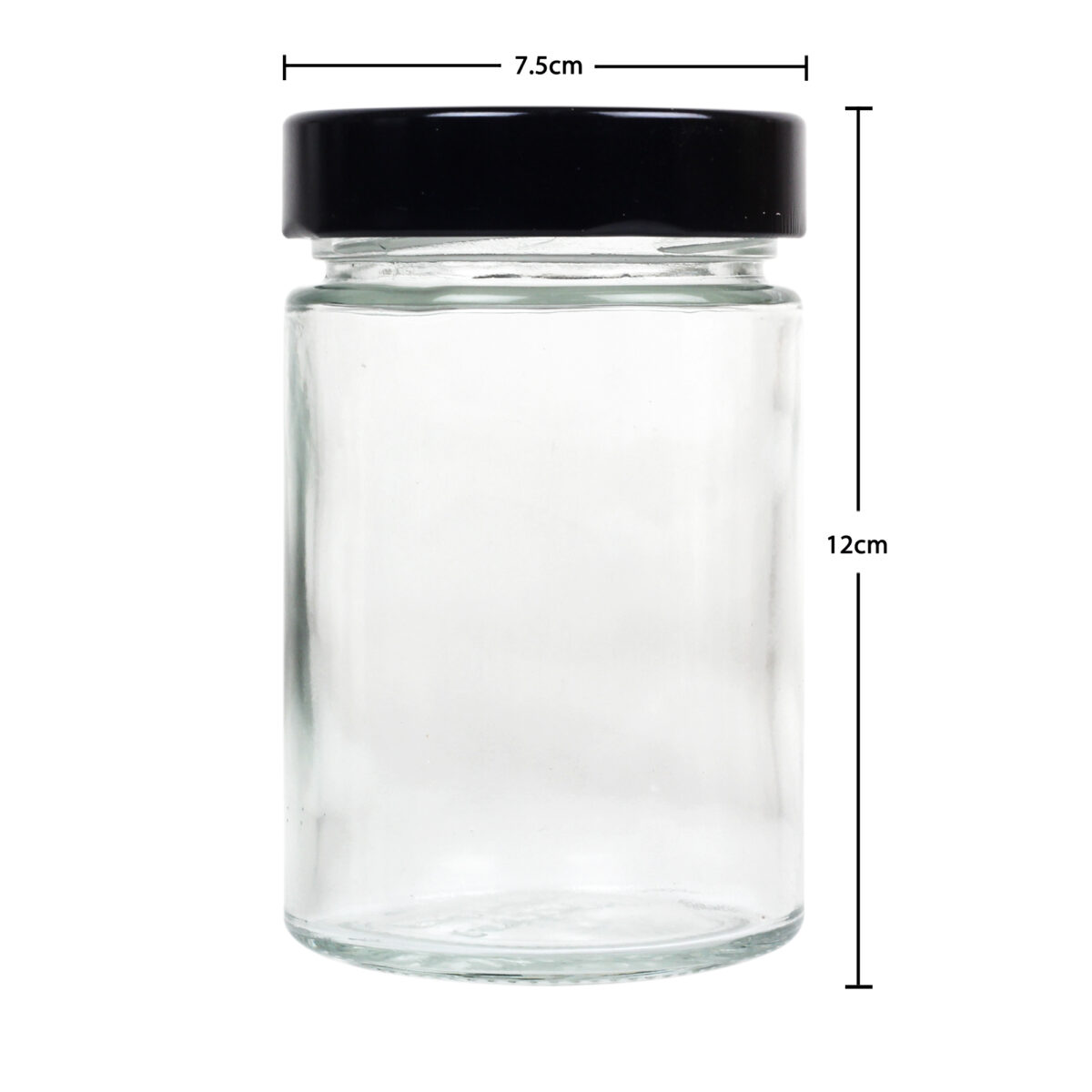 Urban Platter Artisan Mason Glass Jar with Metal Black Lid, 314ml [Pack of 3, Mason Jars, Screw Caps, Microwave-Safe]