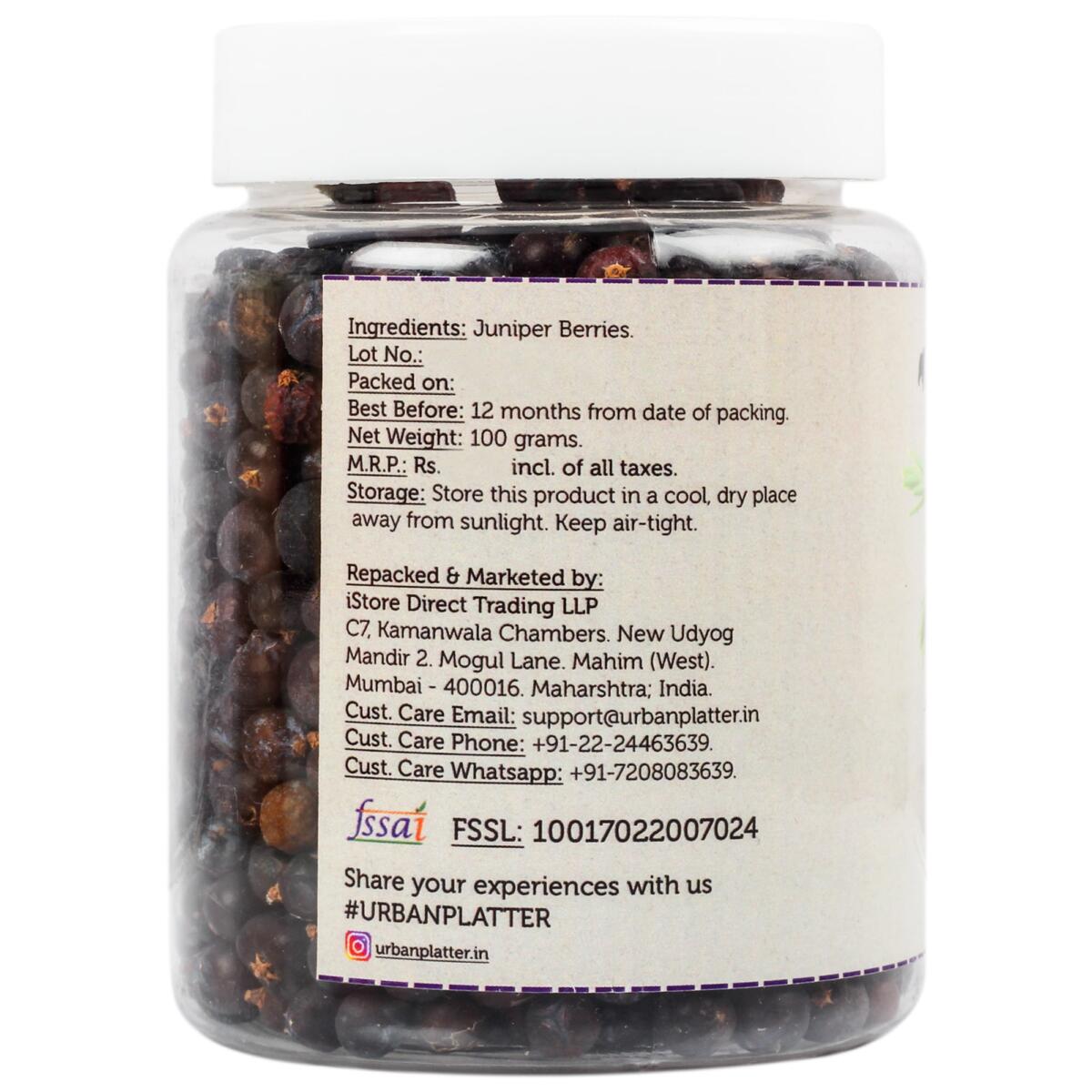 Urban Platter Juniper Berries, 100g / 3.5oz [Product of Australia, Aromatic & Flavourful]