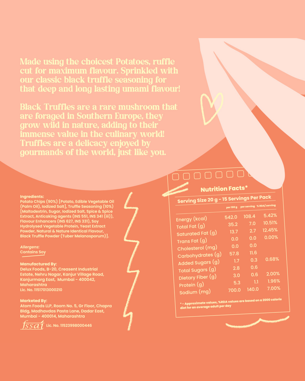 Atom Eats Truffle Ruffled Potato Chips, 40g