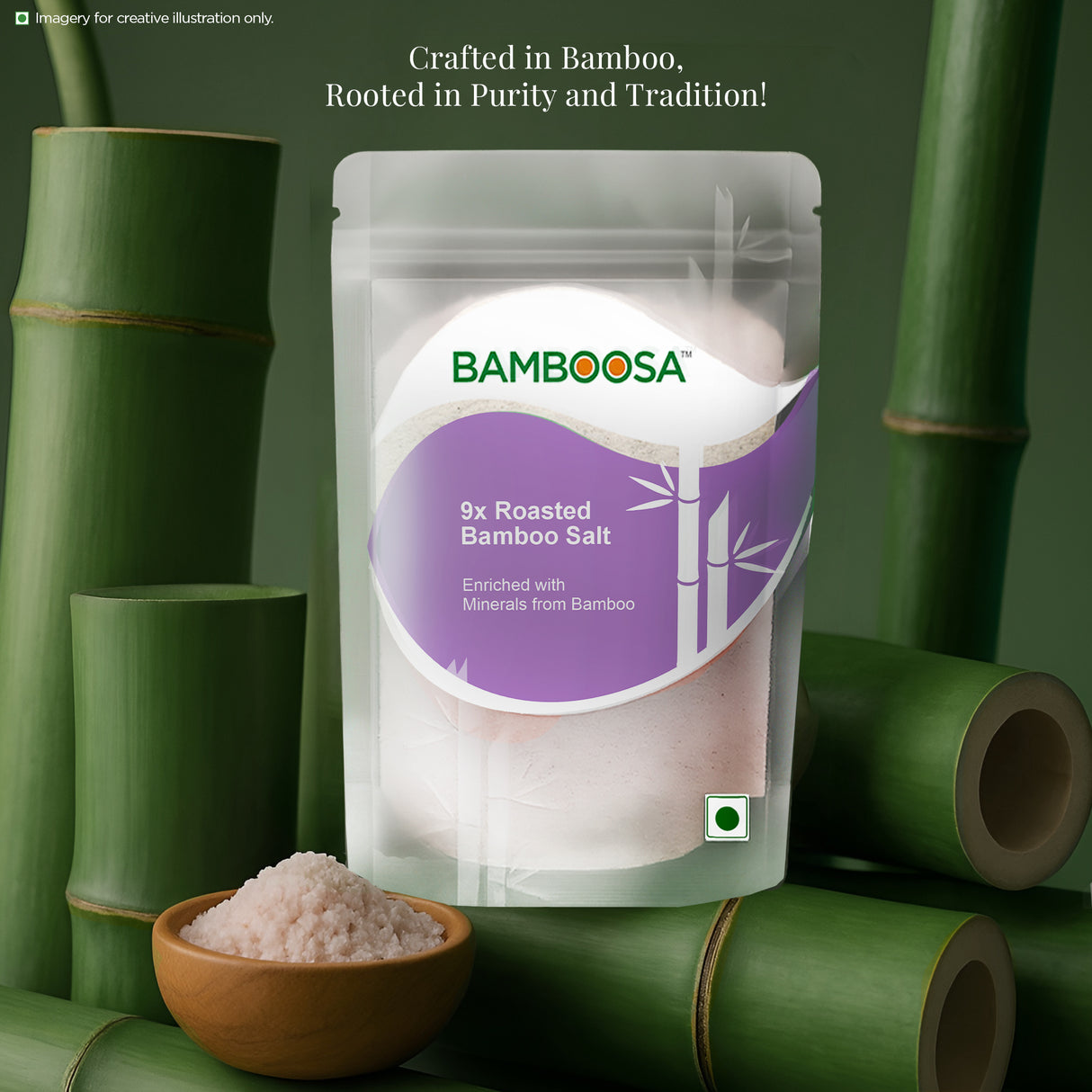 Bamboosa 9x Bamboo Roasted Salt, 500g (Mineral-Rich, Alkaline Salt for Cooking & Health) - product image 3