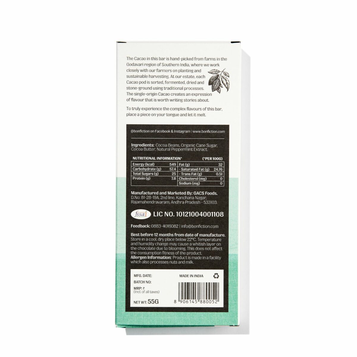 Bon Fiction – A Marvellous Mint Life (64% Dark Chocolate), 55g