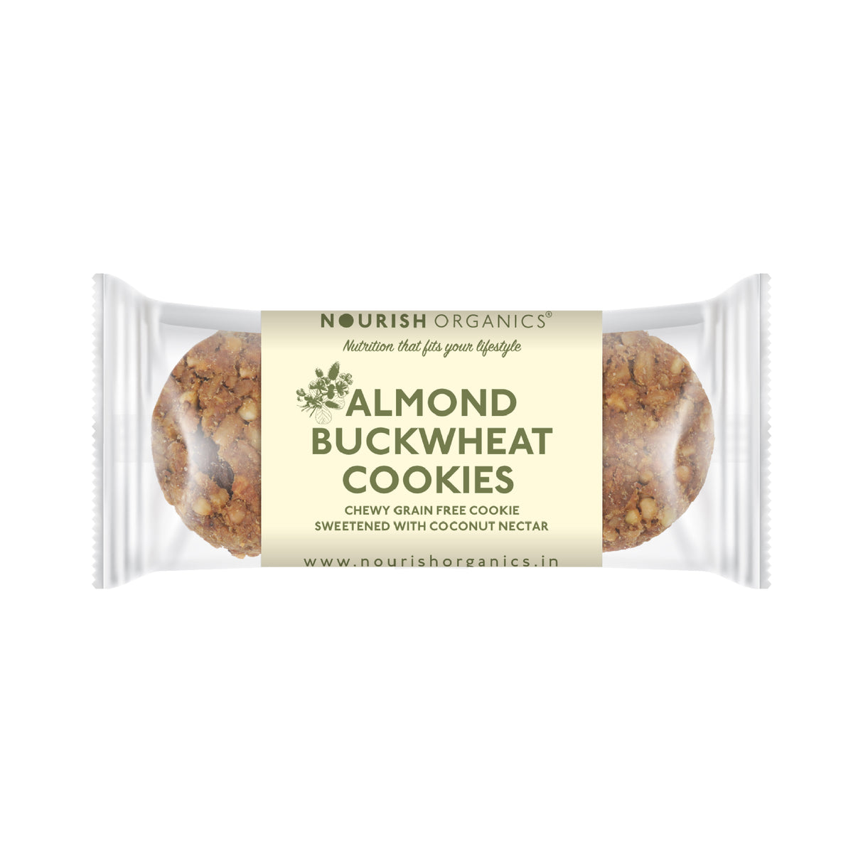 Nourish Organics Almond Buckwheat Cookies, 120gm (High in Protein | Vegan | Gluten-Free | No Refined Sugar)