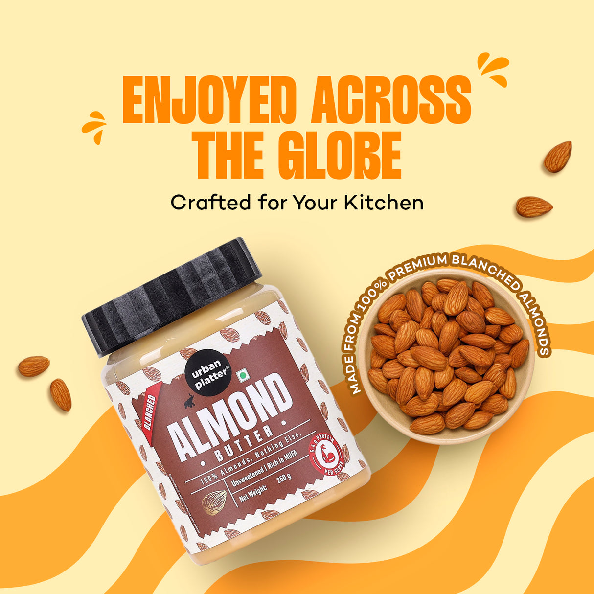 Urban Platter Almond Butter (Without Skin) (Nutty Flavour | Single Ingredient | Keto-Friendly | Blanched Paste)