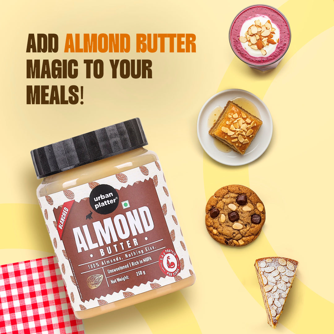 Urban Platter Almond Butter (Without Skin) (Nutty Flavour | Single Ingredient | Keto-Friendly | Blanched Paste)