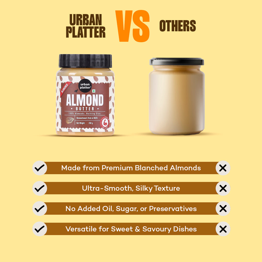 Urban Platter Almond Butter (Without Skin) (Nutty Flavour | Single Ingredient | Keto-Friendly | Blanched Paste)