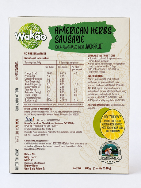 American Herb Sausages, 200g (Ready to cook)