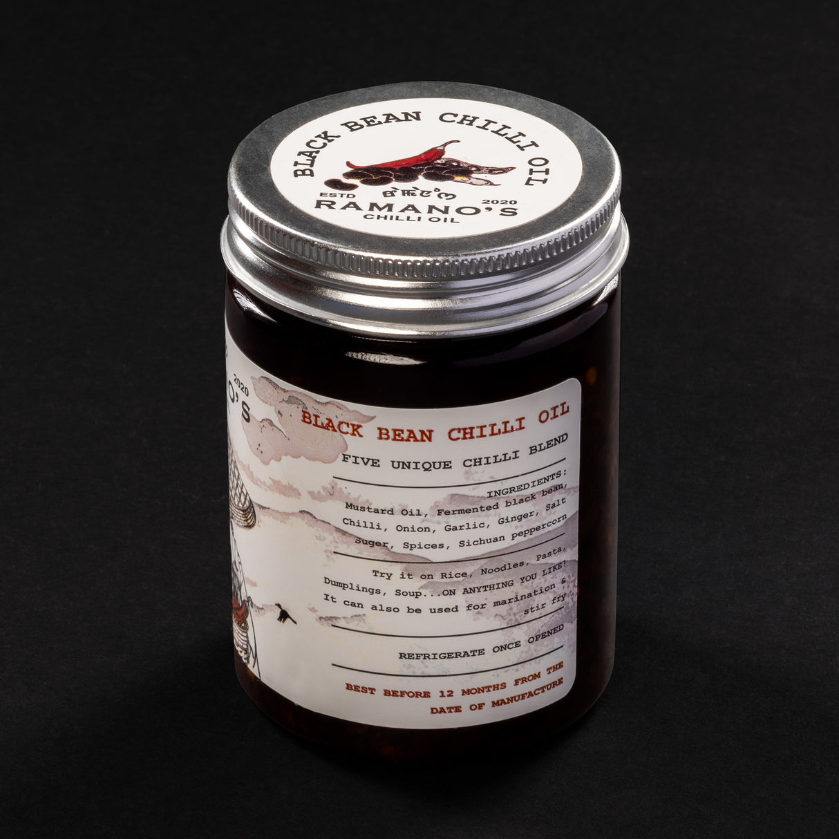 Black Bean Chilli Oil, 240g (Fermented Black Bean & 5 Chilli Blend | Umami Chilli Oil | No MSG | No Soy Sauce)